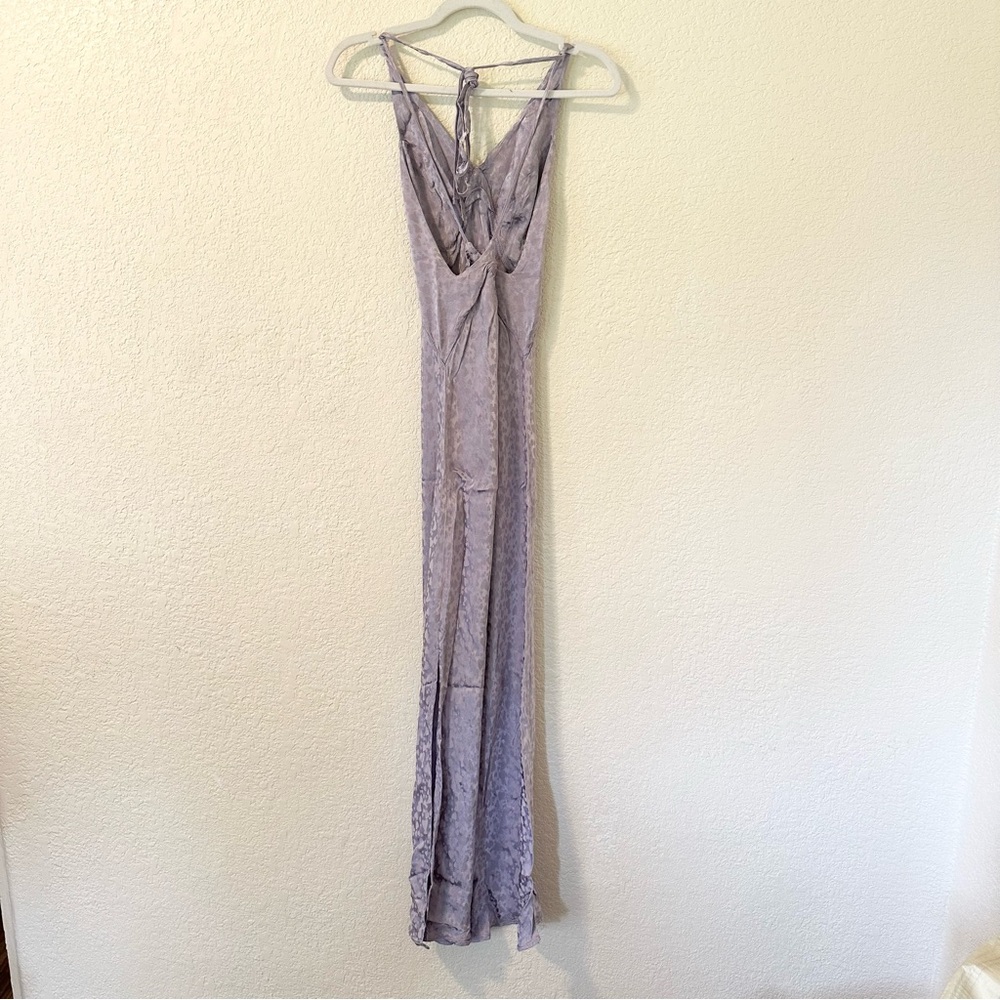 Topshop Bridal Heart Jacquard Halter Satin Maxi Slip Dress Lilac Lavender Size 6 - Picture 3 of 6